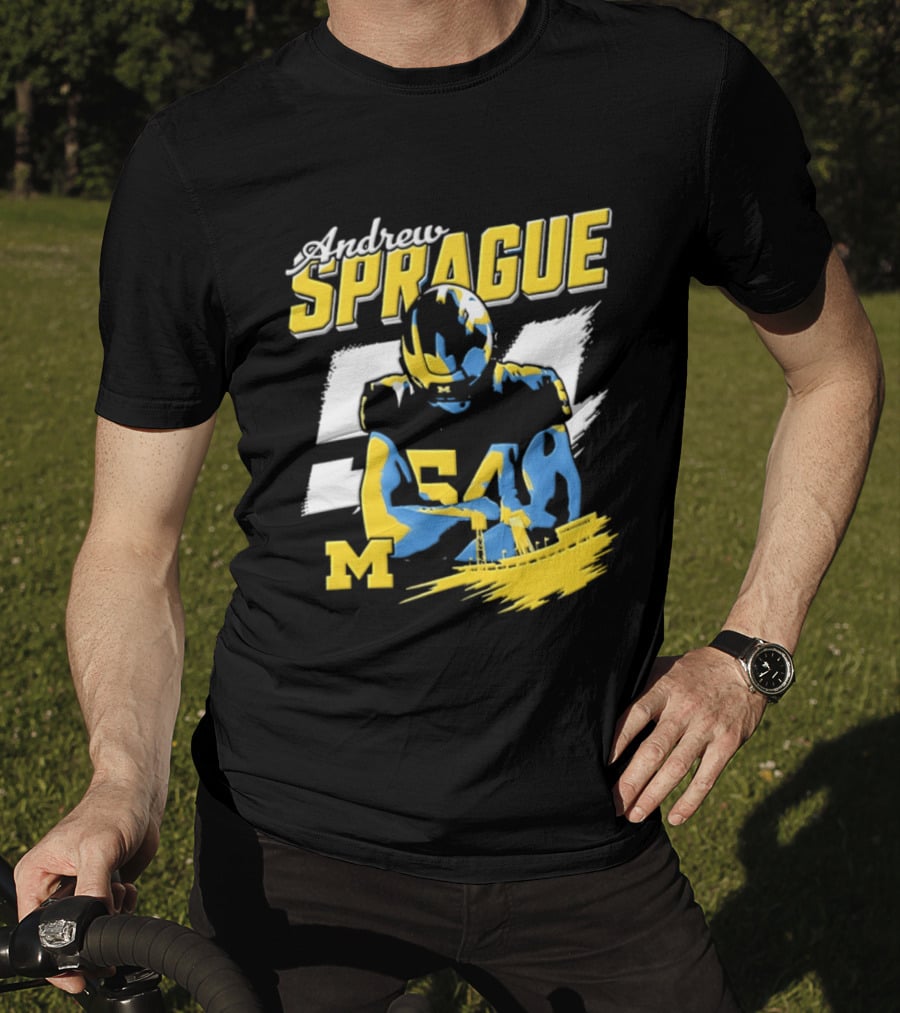 Andrew Sprague No 54 Michigan Wolverines Football M Helmet T-Shirt