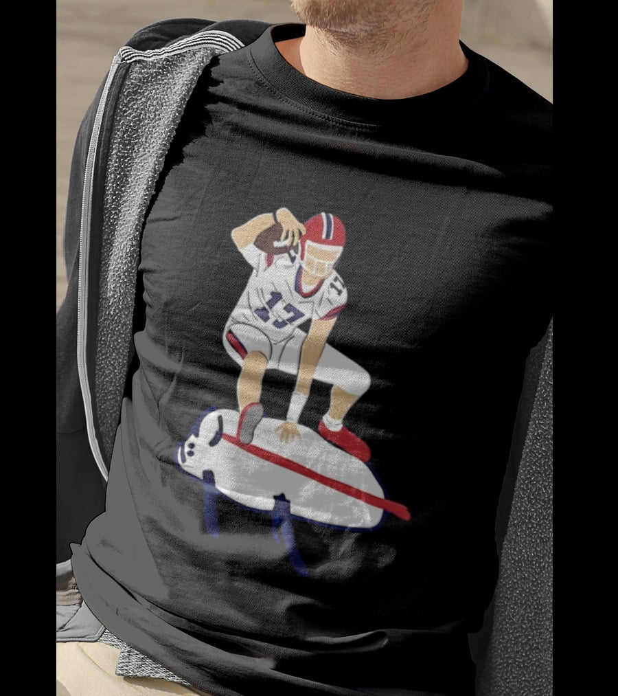 Josh Allen 17 Buffalo Football Skateboard Player Action T-Shirt
