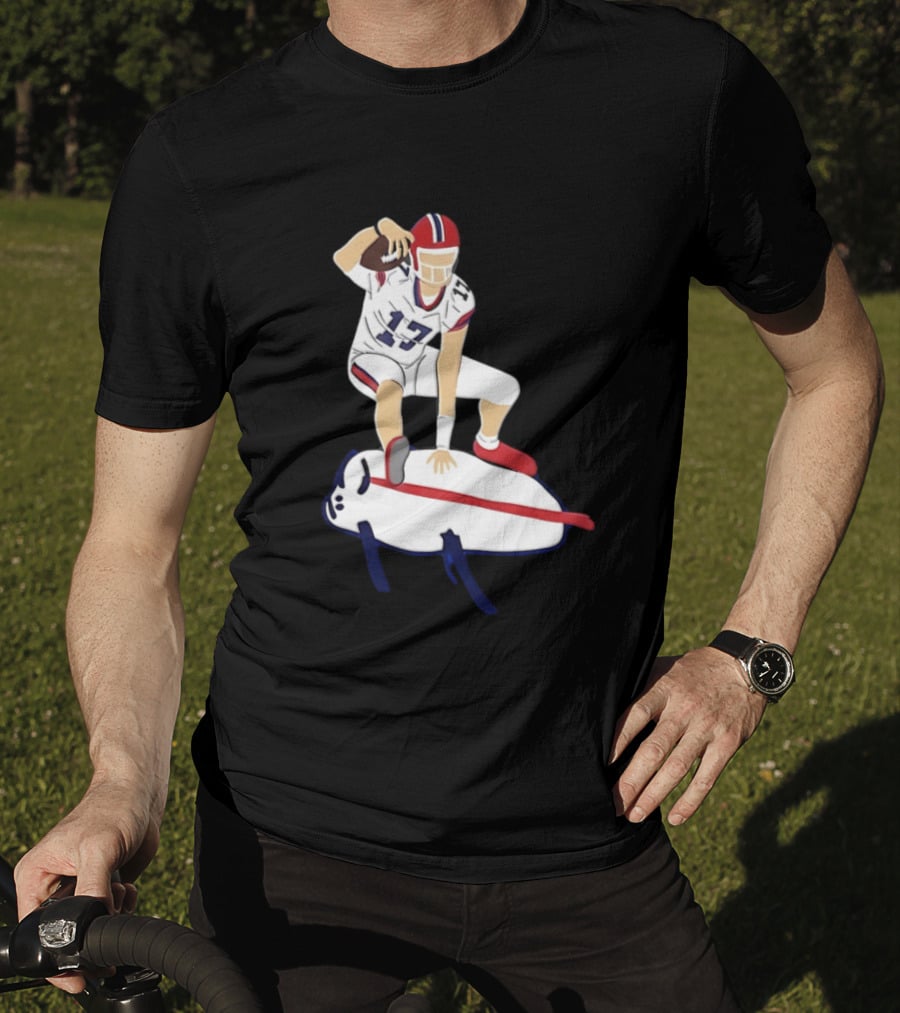 Josh Allen 17 Buffalo Football Skateboard Player Action T-Shirt