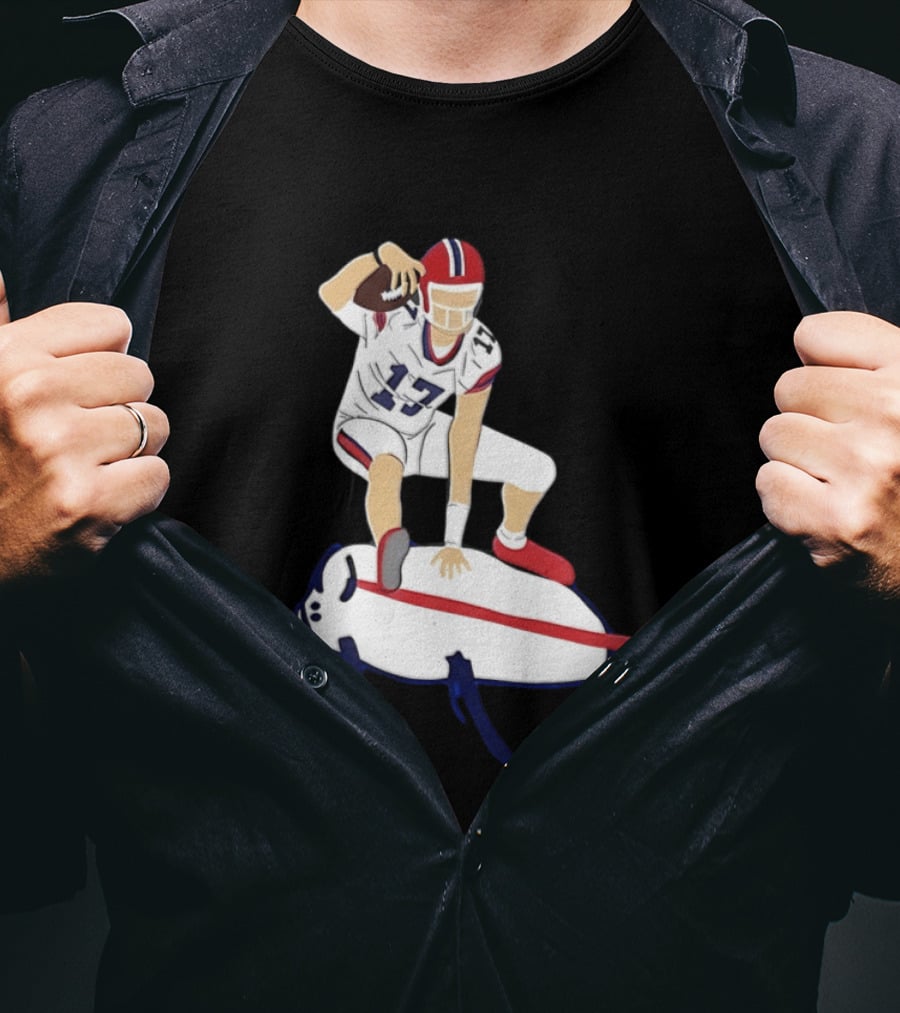 Josh Allen 17 Buffalo Football Skateboard Player Action T-Shirt
