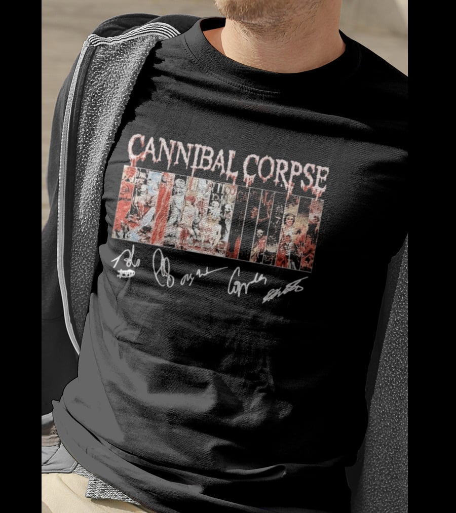 Cannibal Corpse Album Collage With Band Member Signatures T-Shirt