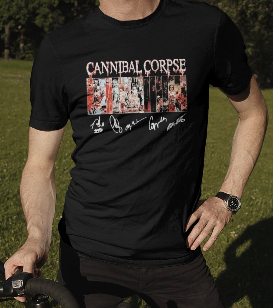 Cannibal Corpse Album Collage With Band Member Signatures T-Shirt