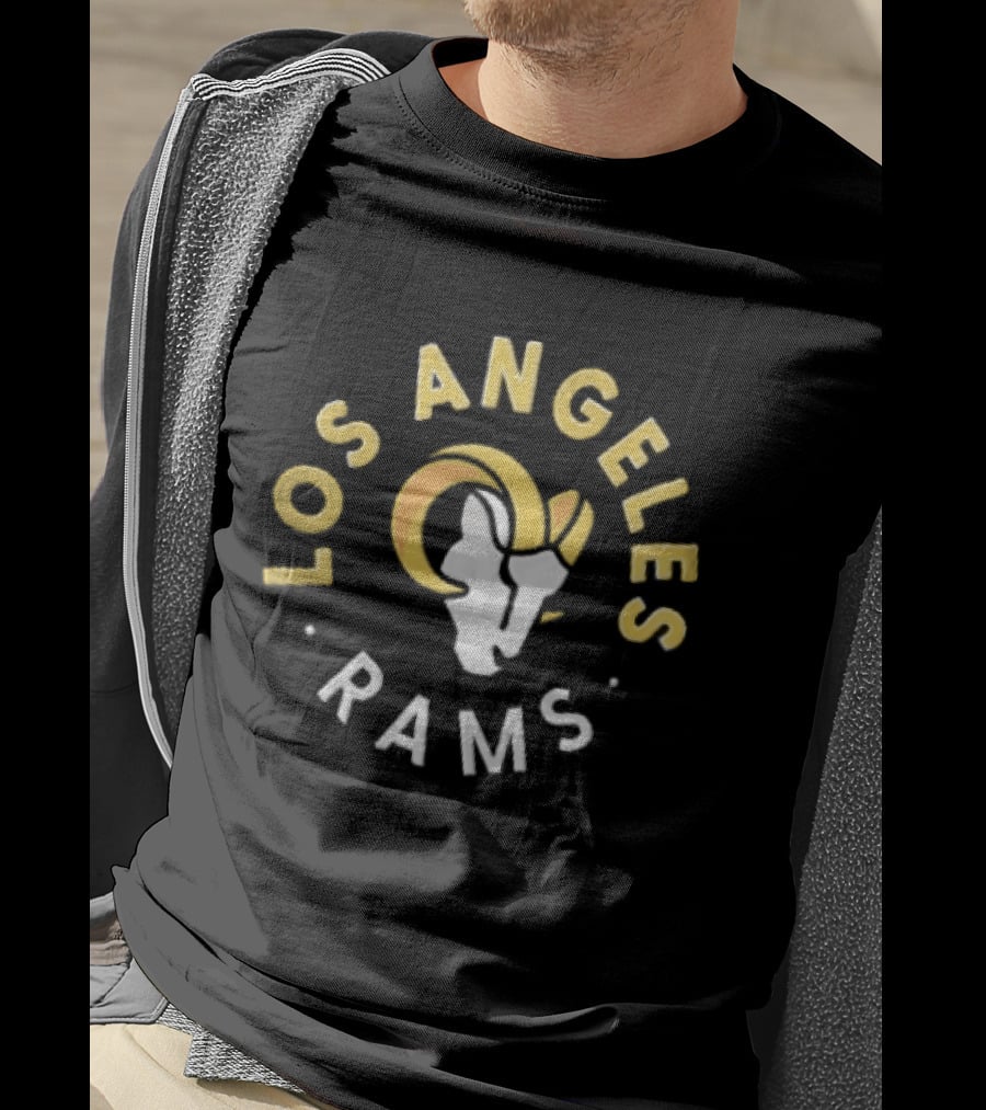 Los Angeles Rams Vintage Spiral Text And Ram Head T-Shirt