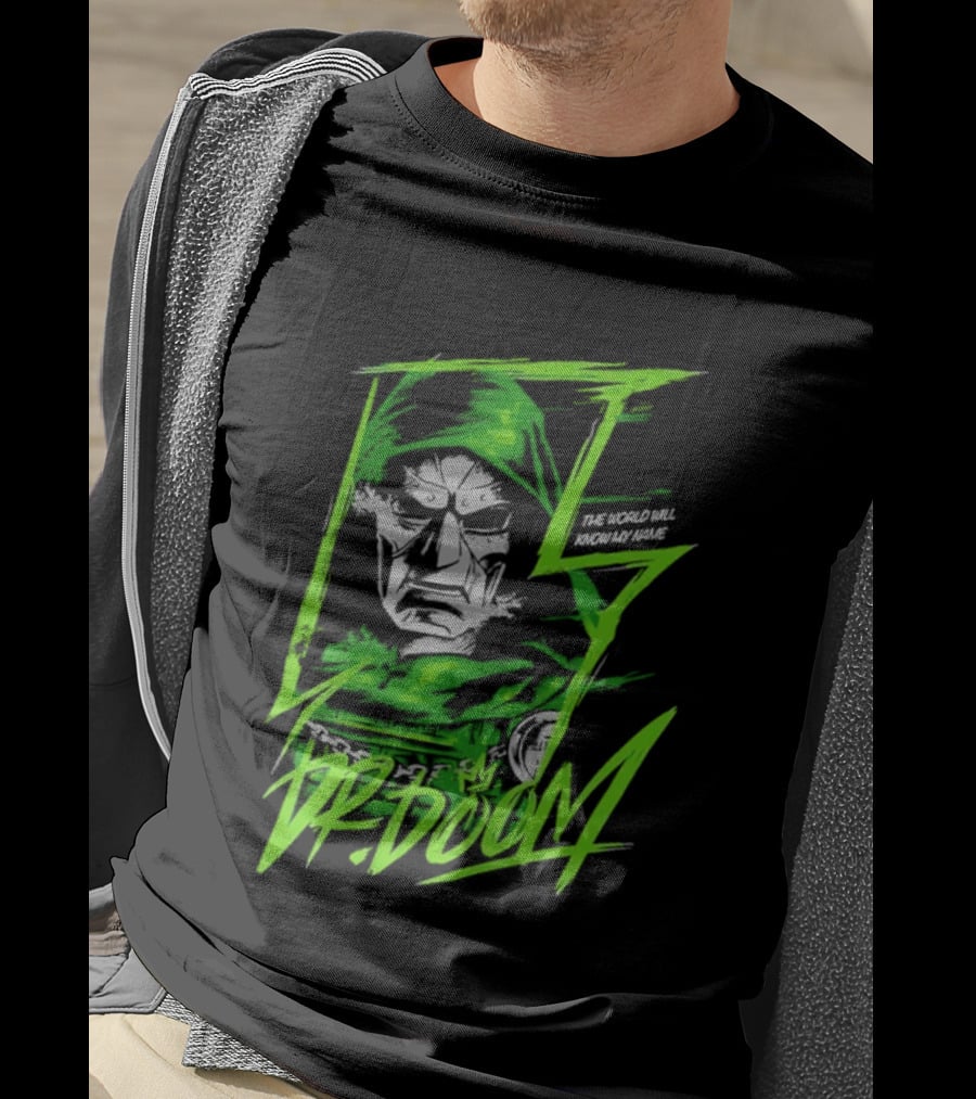 Masked Rebellion Dr Doom Comic Style Green T-Shirt