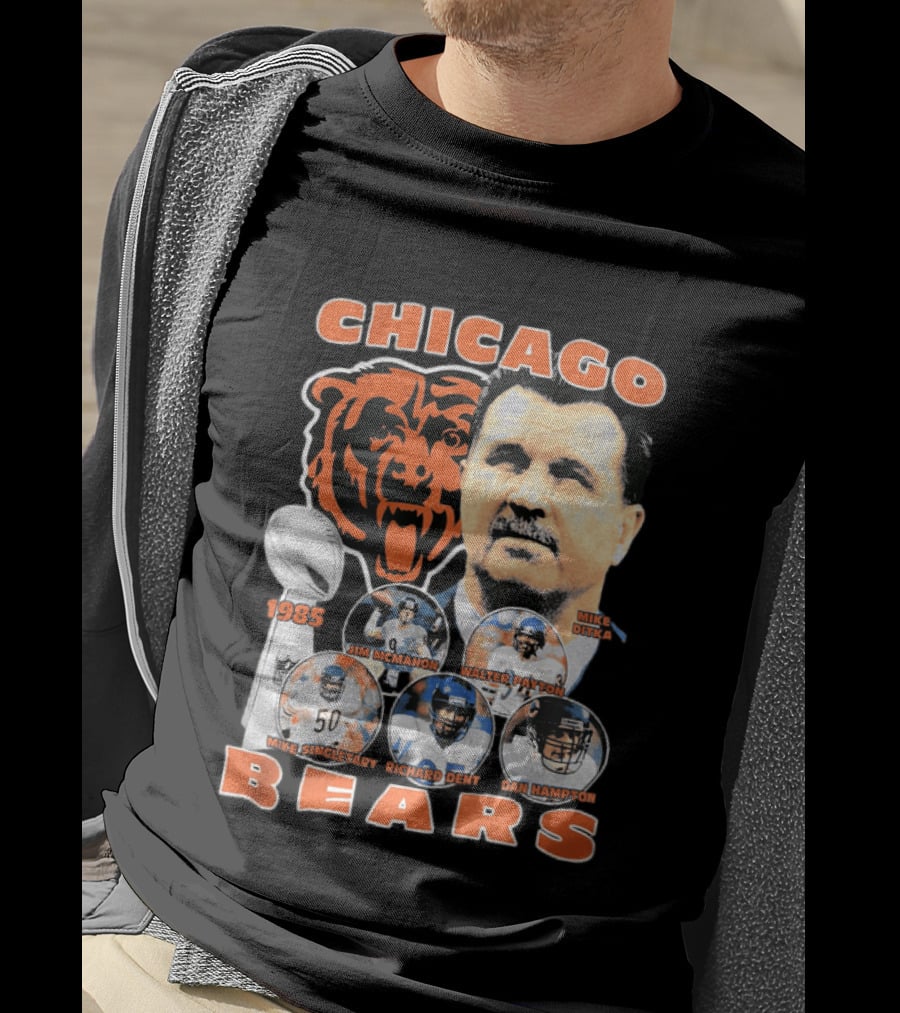 Chicago Bears 1985 Mike Ditka Jim McMahon Walter Payton Mike Singletary Richard Dent Dan Hampton T-Shirt