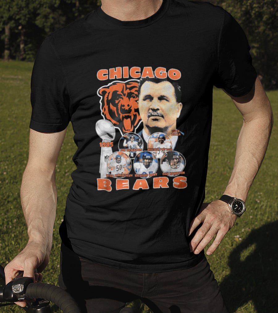 Chicago Bears 1985 Mike Ditka Jim McMahon Walter Payton Mike Singletary Richard Dent Dan Hampton T-Shirt