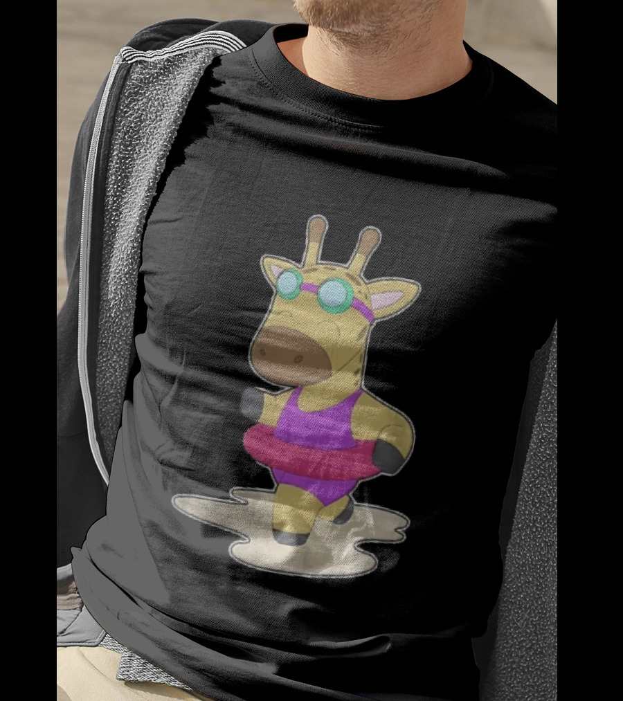 Giraffe Wearing Pink Swimsuit And Goggles With Inflatable Float Summer Fun T-Shirt