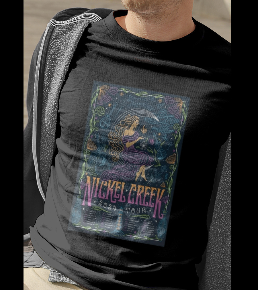 Nickel Creek 2024 Tour Mermaid And Musical Instruments T-Shirt