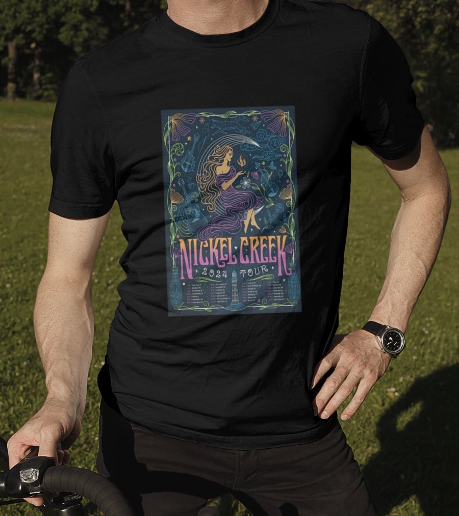 Nickel Creek 2024 Tour Mermaid And Musical Instruments T-Shirt