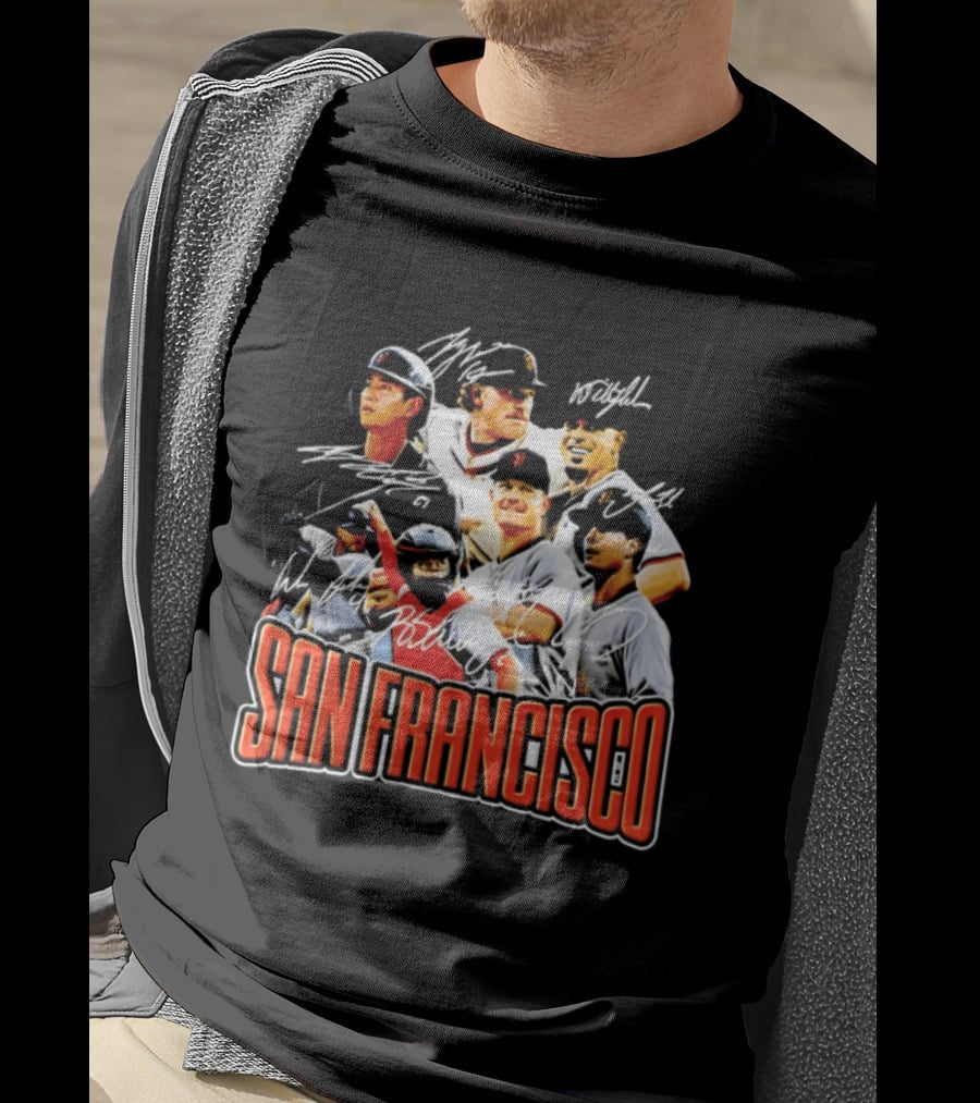 San Francisco Patrick Bailey Jung Hoo Lee Players Collage With Facsimile Signatures T-Shirt