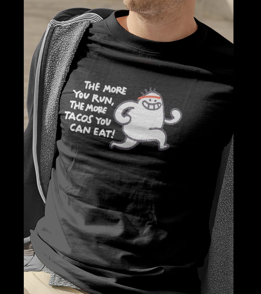 The More You Run The More Tacos You Can Eat Running Character Red Headband T-Shirt