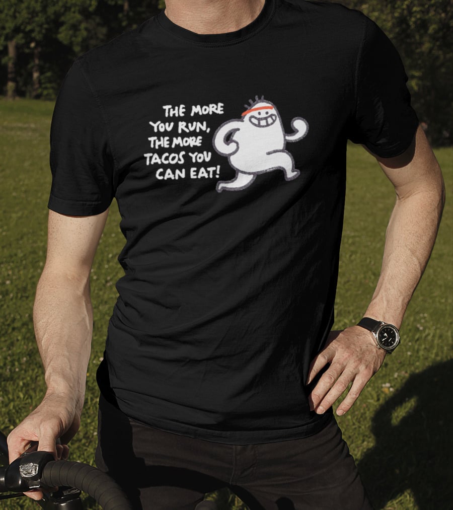 The More You Run The More Tacos You Can Eat Running Character Red Headband T-Shirt