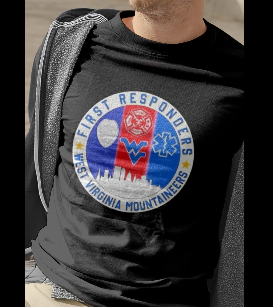 West Virginia Mountaineers First Responders Police Fire Department EMS Skyline T-Shirt
