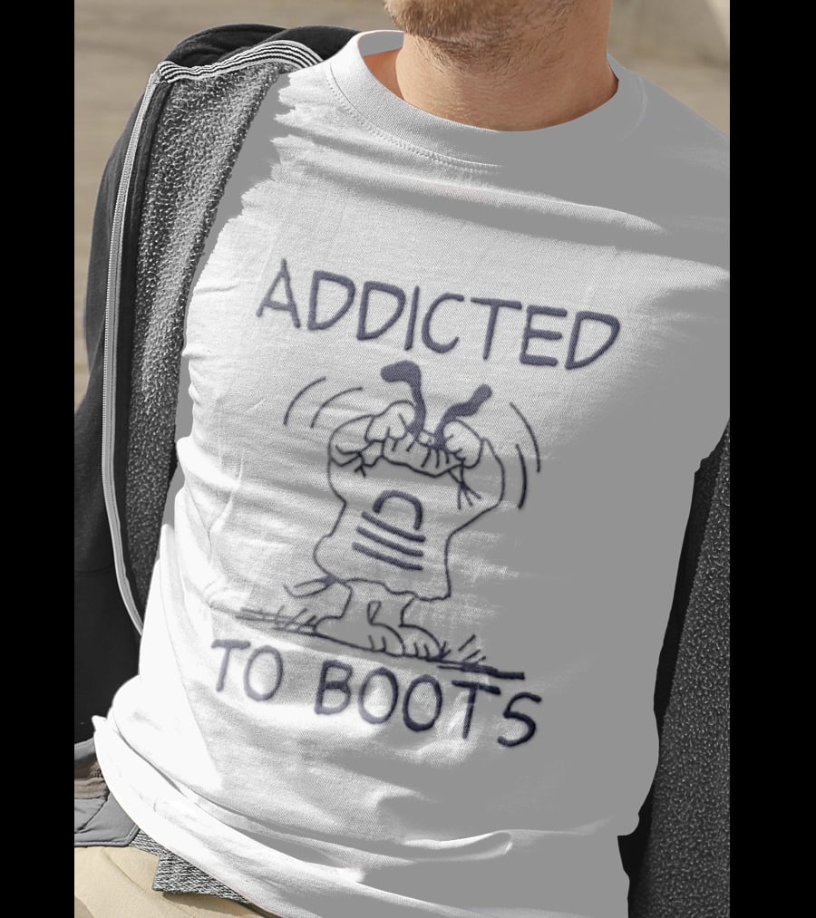 Addicted To Boots Snoopy Cartoon Line Pulling Over Head Peanuts T-Shirt