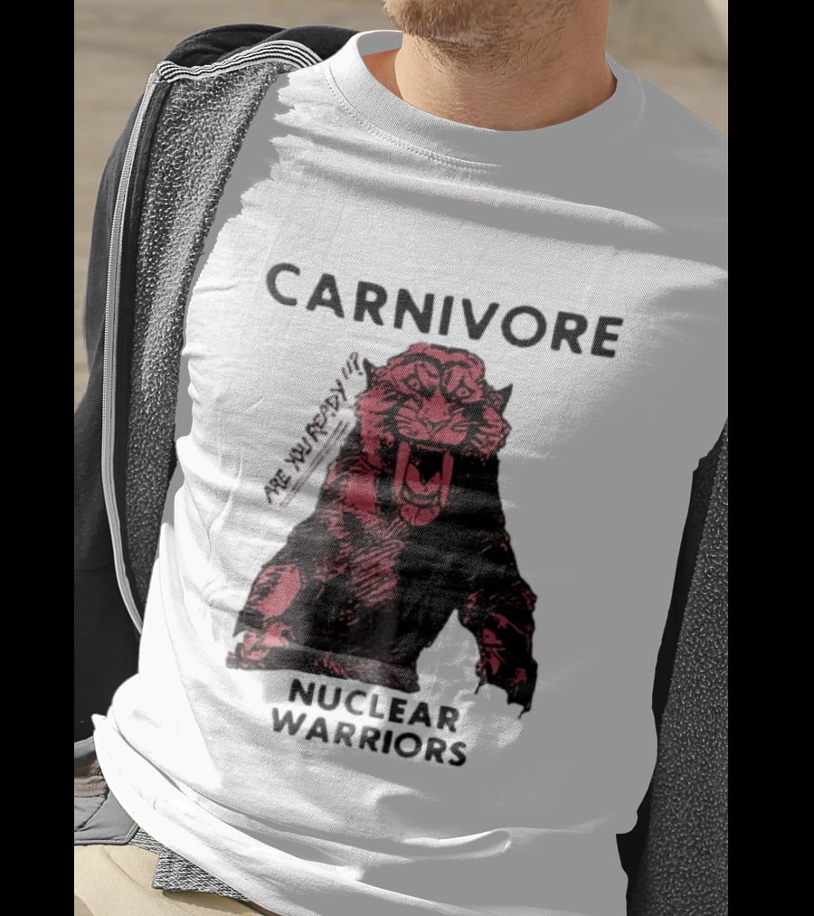 Carnivore Nuclear Warriors Snarling Sabertooth Tiger Pink Ink Sketch T-Shirt