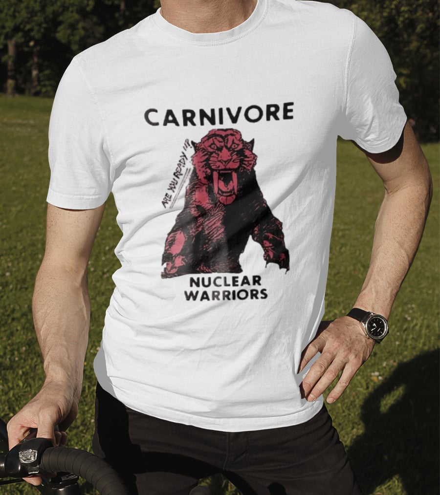 Carnivore Nuclear Warriors Snarling Sabertooth Tiger Pink Ink Sketch T-Shirt