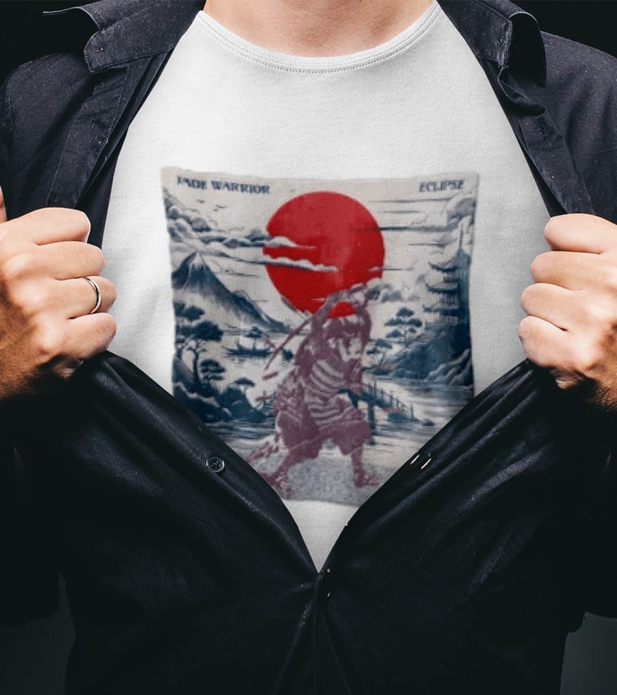 Jade Warrior Eclipse Japanese Samurai Red Sun Pagoda T-Shirt
