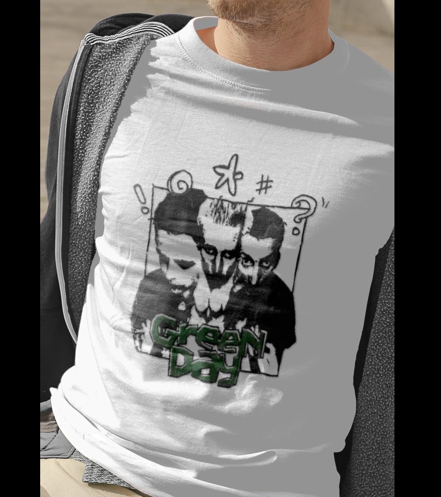 Green Day Billie Joe Armstrong Mike Dirnt Tre Trio High Contrast Doodles Stencil T-Shirt