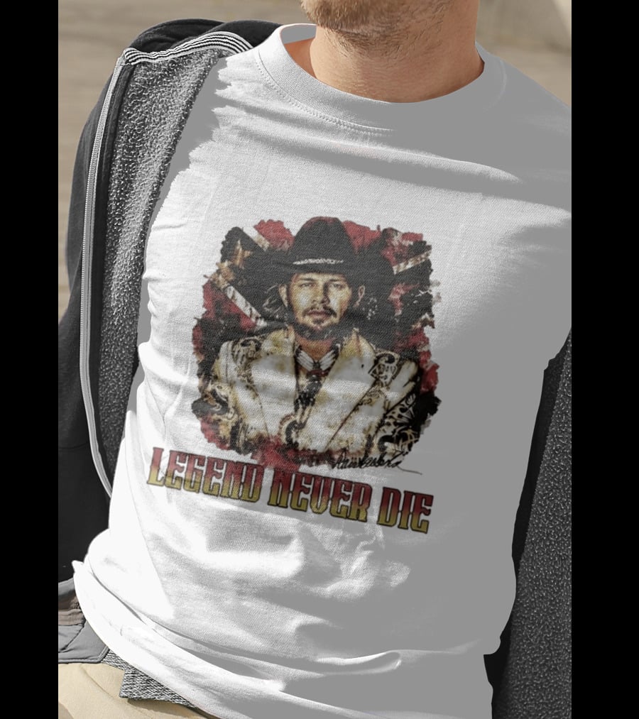 Hank Williams Jr. Legend Never Die Country Music Rebel Flag Cowboy Hat T-Shirt