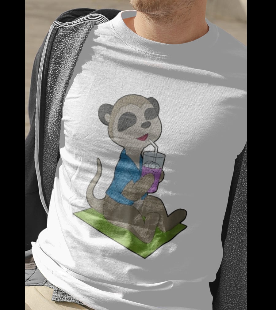 Meerkat Relaxing With Tropical Drink On Beach Towel Summer Fun T-Shirt