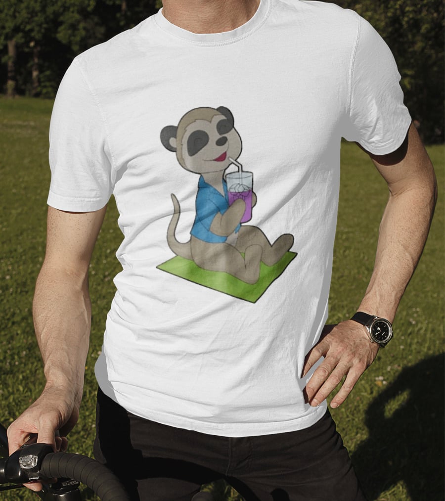 Meerkat Relaxing With Tropical Drink On Beach Towel Summer Fun T-Shirt