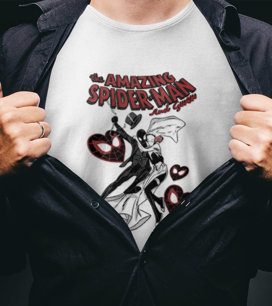 The Amazing Spider Man Loves Gwen Miles Morales Spider Man Gwen Stacy T-Shirt