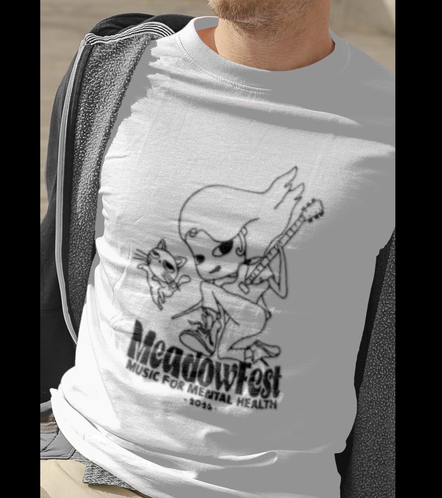Meadowfest Dancing Cat Line Guitarist For Music And Mental Health T-Shirt