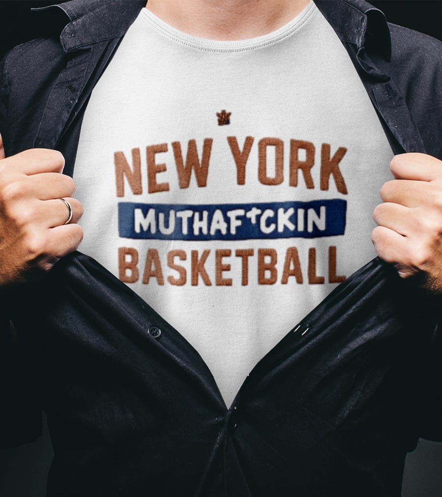 New York Muthafckin Basketball Texture Blue Bar Banner T-Shirt