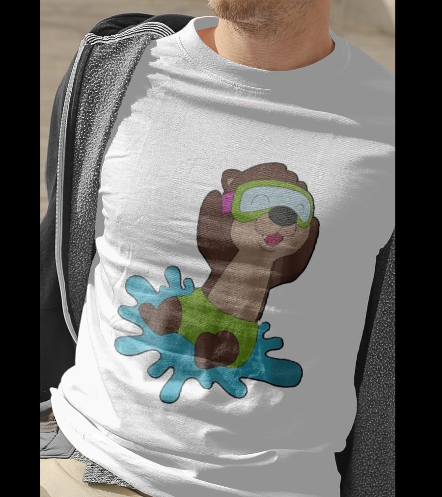 Otter Swimming With Goggles Playful Summer Splash T-Shirt