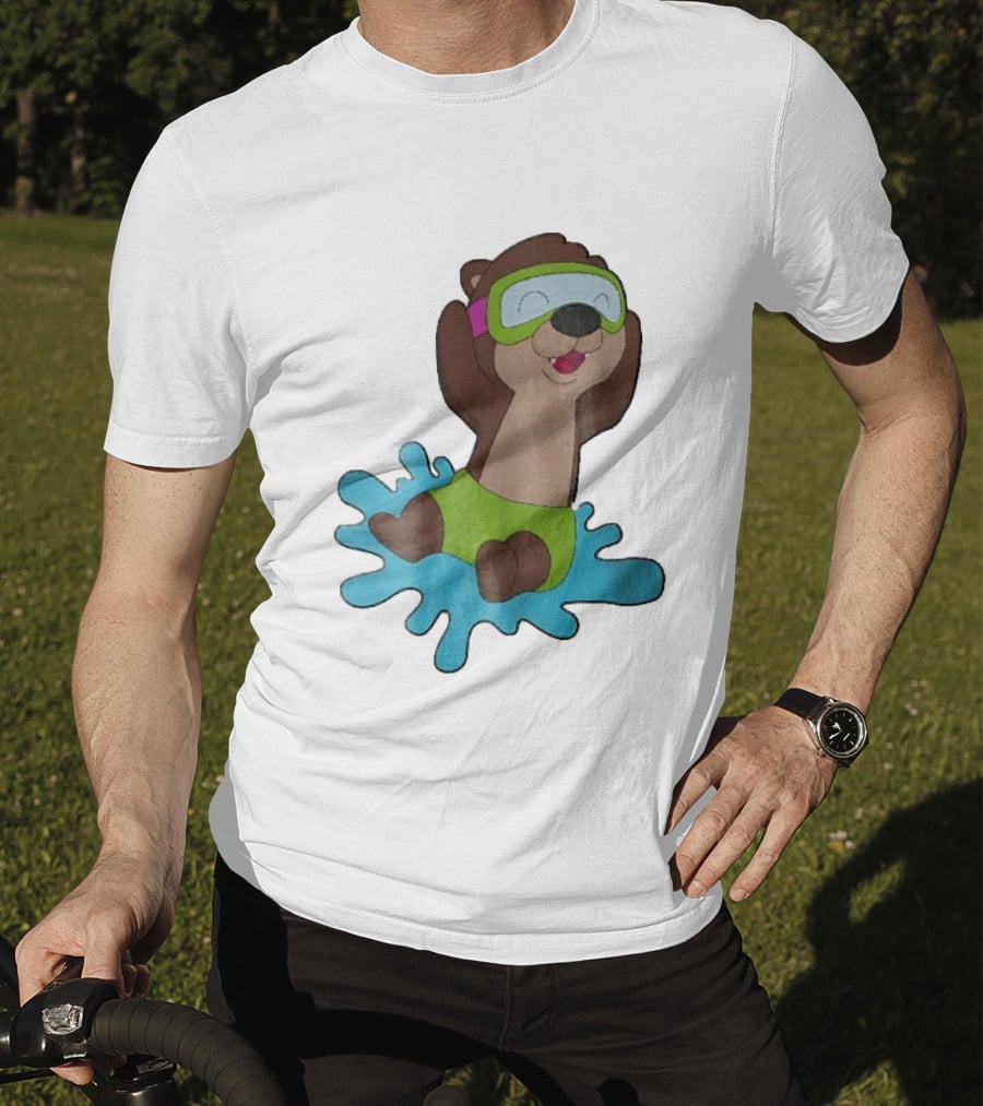 Otter Swimming With Goggles Playful Summer Splash T-Shirt