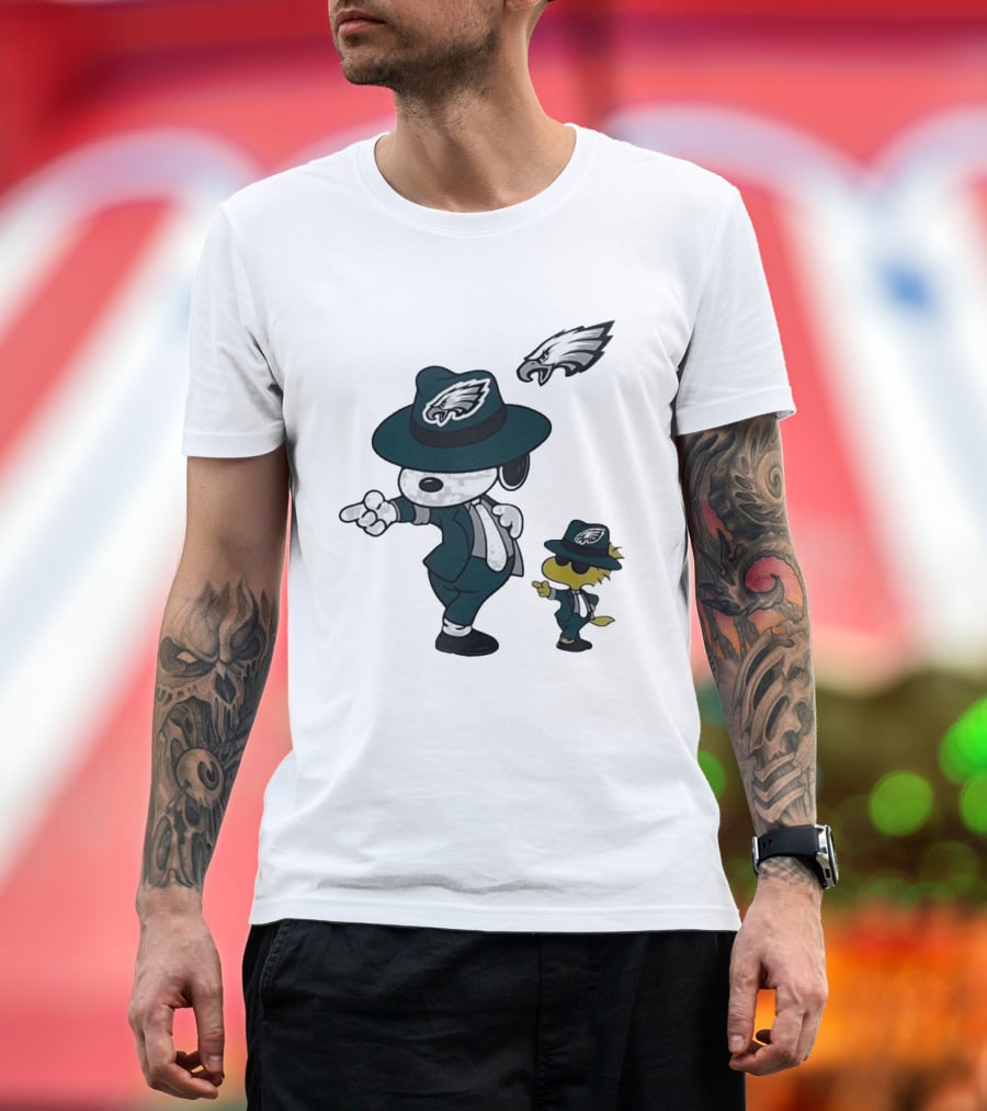 Philadelphia Eagles X Snoopy Woodstock Dance Pop Rock Hat Suit Football Team T-Shirt