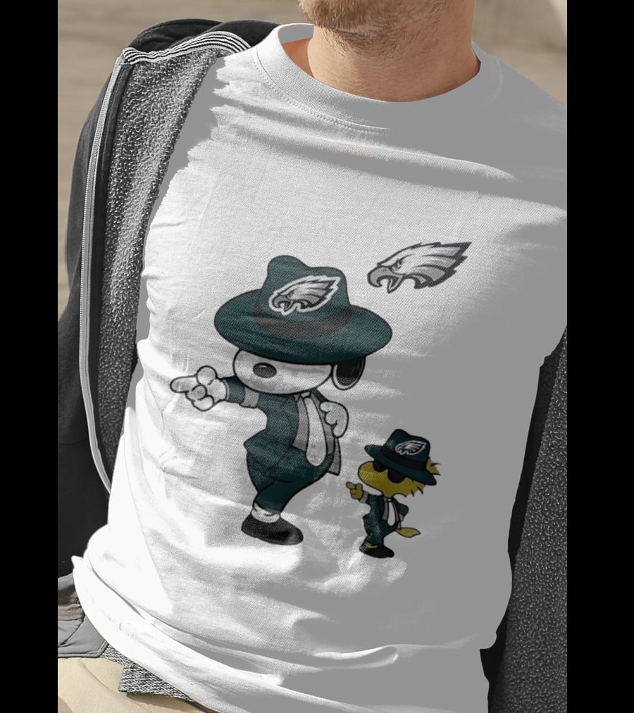 Philadelphia Eagles X Snoopy Woodstock Dance Pop Rock Hat Suit Football Team T-Shirt