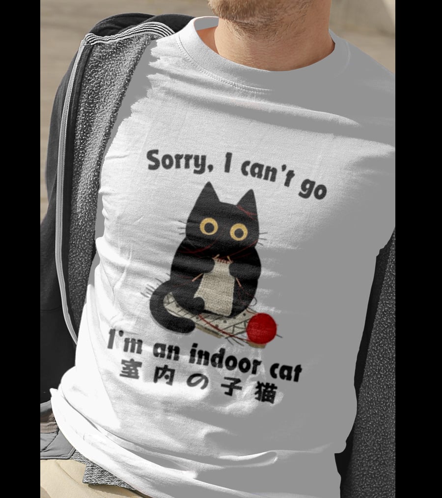 Sorry I Can't Go Knitting Indoor Cat Yarn Meme T-Shirt