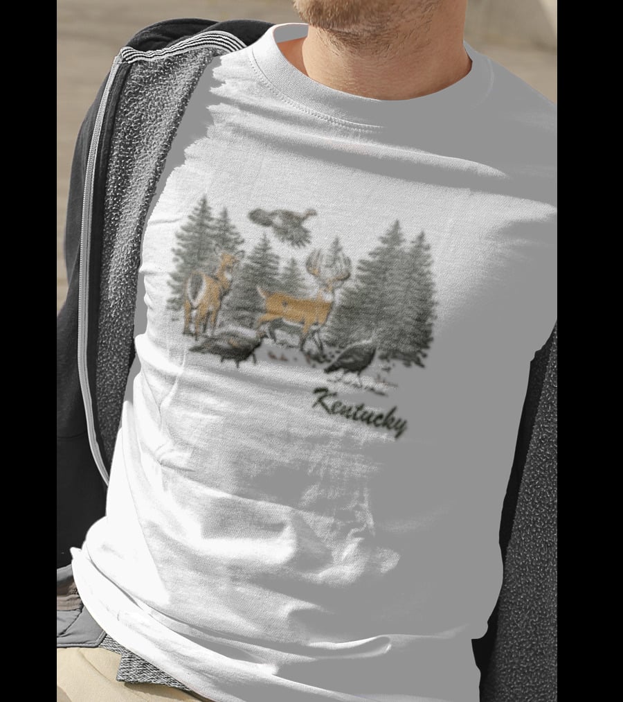 The Deer Turkey Season Forest Hunting Scene T-Shirt