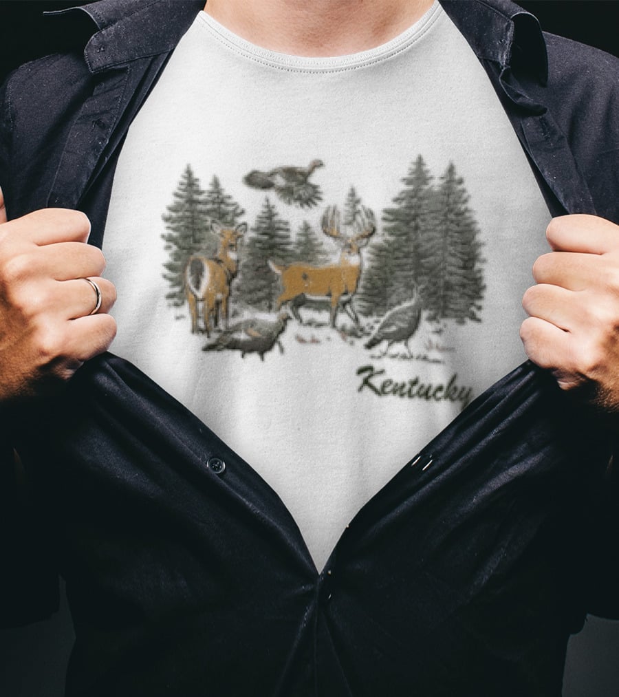 The Deer Turkey Season Forest Hunting Scene T-Shirt