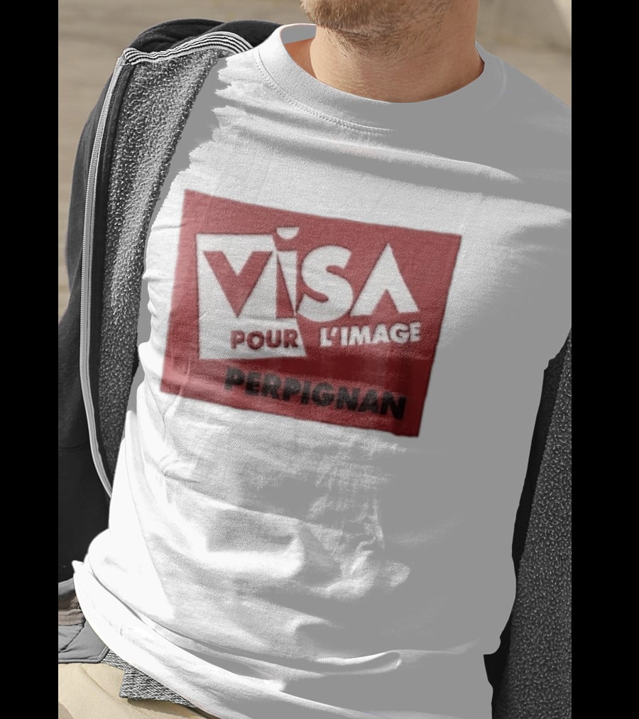 Visa Pour L'Image Perpignan Red Rectangular White Cutout T-Shirt