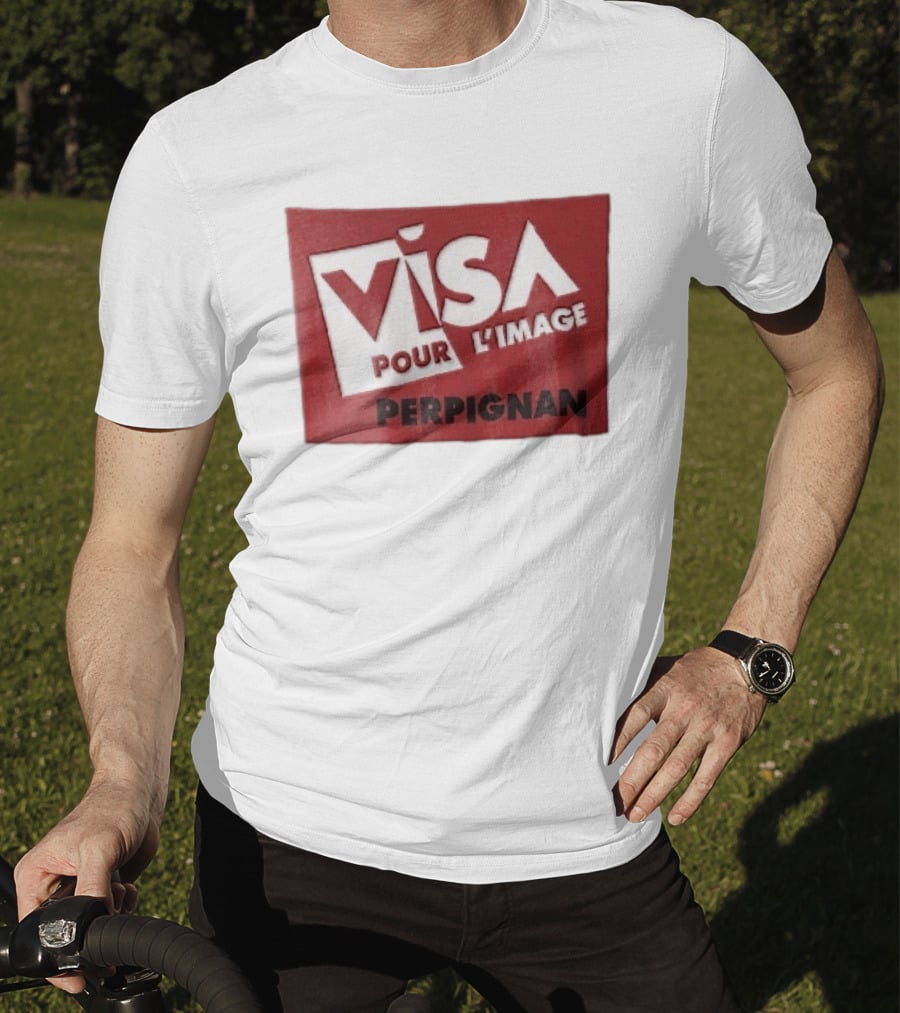 Visa Pour L'Image Perpignan Red Rectangular White Cutout T-Shirt