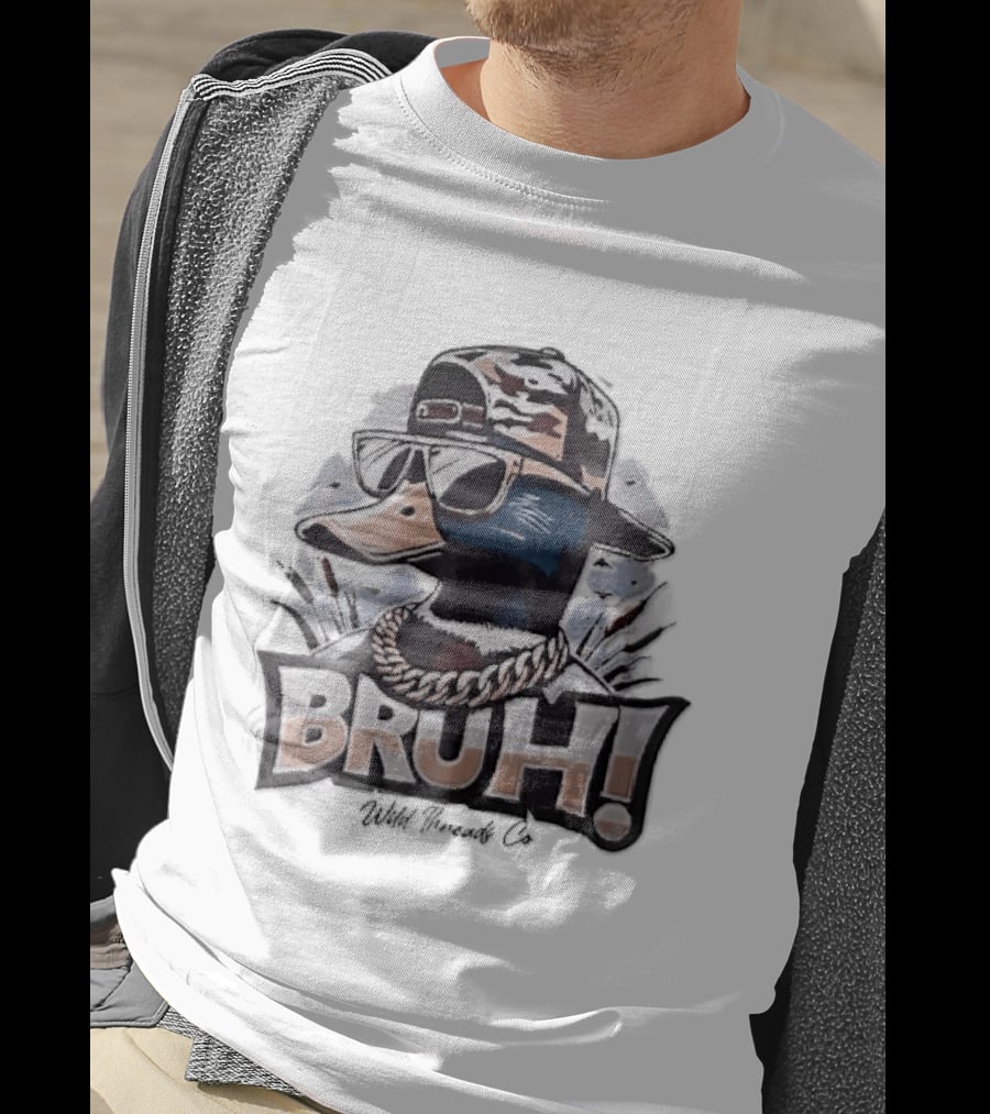 BRUH Wild Threads Co Mallard Duck Sunglasses Camo Hat Gold Chain T-Shirt