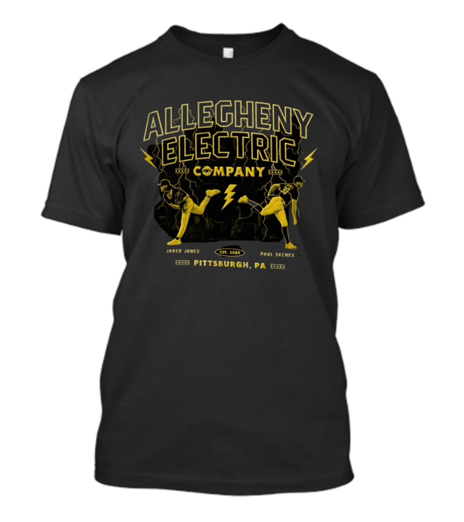 Allegheny Electric Company Jared Jones Vs Paul Skenes Pittsburgh PA 2024 T-Shirt