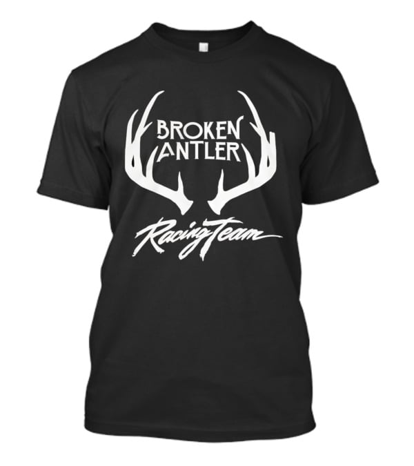 Broken Antler Racing Team Antlers Graphic Clean White Font T-Shirt