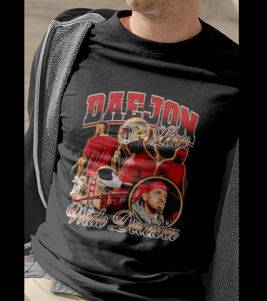 Daejon Love Wide Deceiver Football Helmet San Francisco Bridge T-Shirt