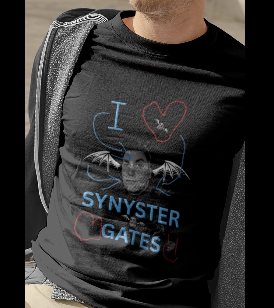 I Love Synyster Gates Head Cutout Bat Wings Scribbles T-Shirt