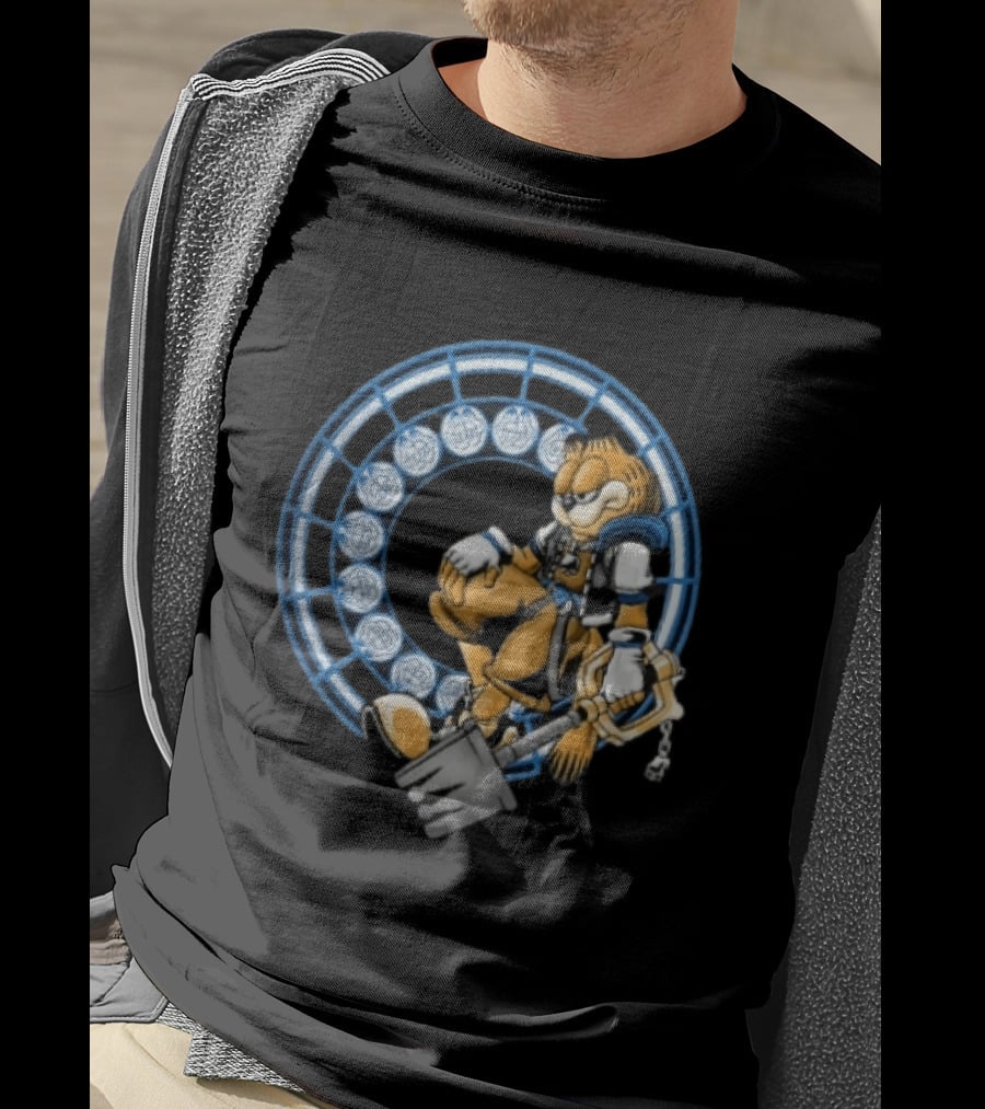 Kingdom Hearts Cat Keyblade Garfield Crossover Keyblade Wielder In Blue Circle T-Shirt