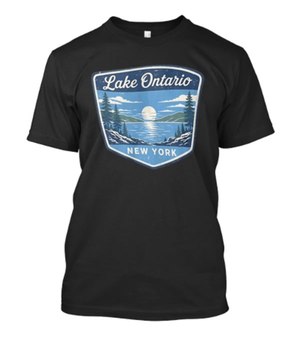 Lake Ontario New York Scenic Nature Badge With Trees And Lake Scene T-Shirt