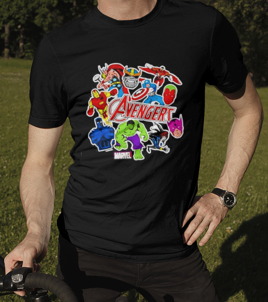 Avengers Classic Heroes Hulk Iron Man Captain America Thor Stickers Collection T-Shirt