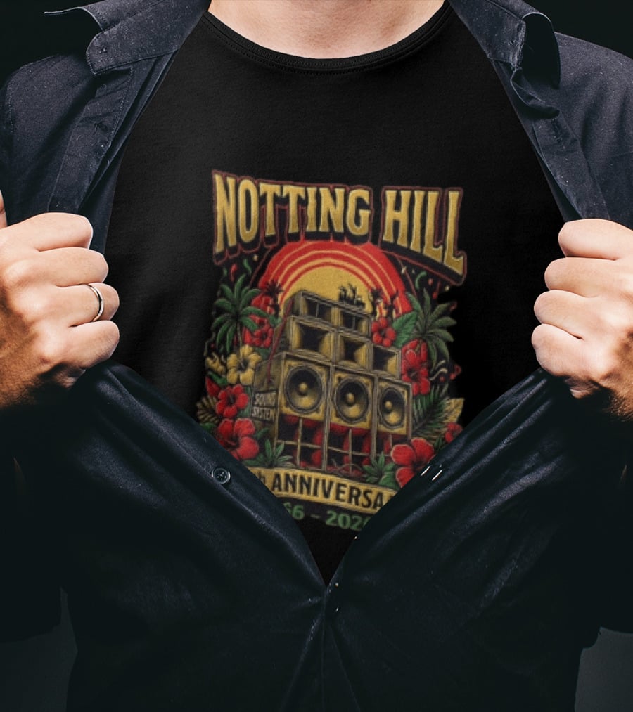 Notting Hill Carnival 60th Anniversary Sound System 1966 2026 Tropical Flowers Music Festival T-Shirt