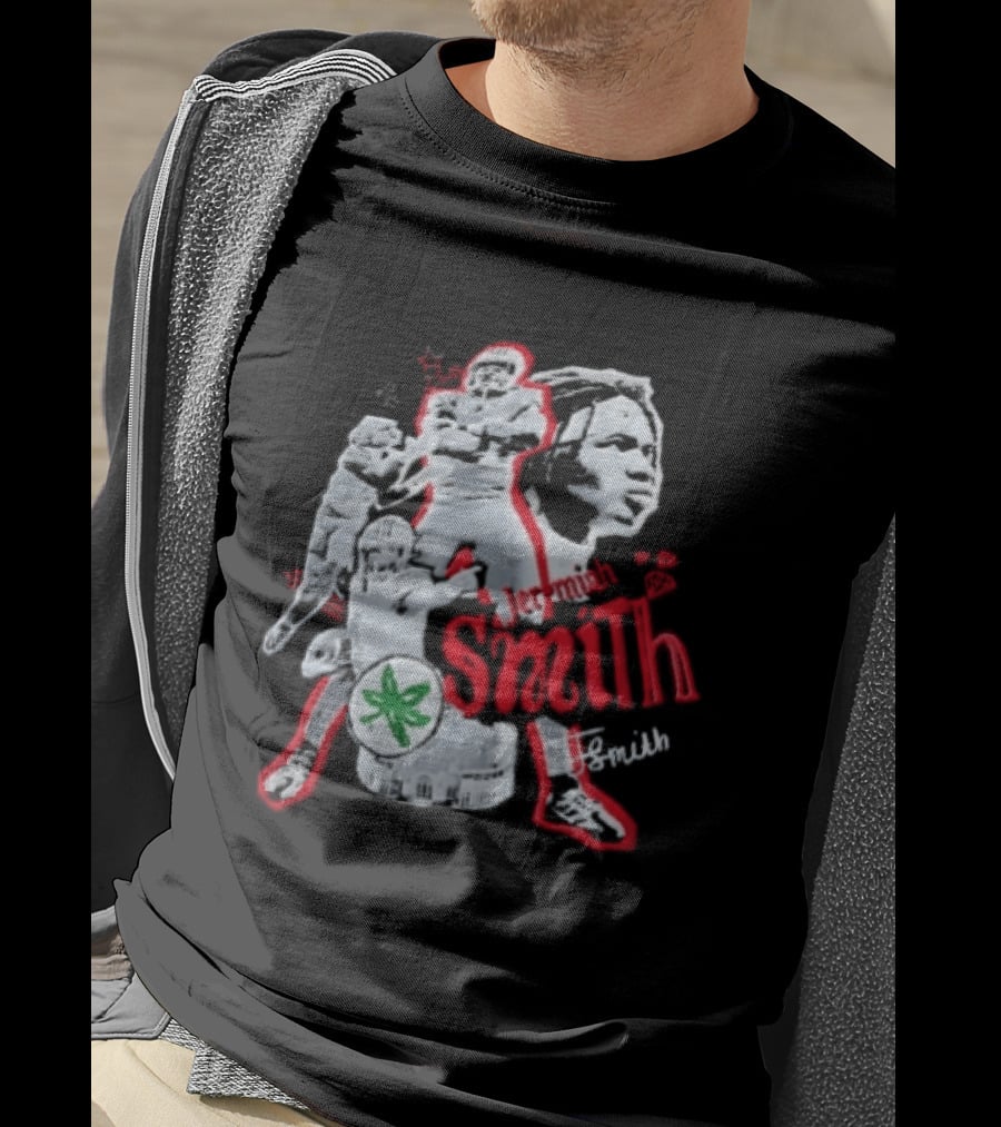 Ohio State Buckeyes NCAA Jeremiah J Smith Football Action Collage Ohio Stadium Bootleg T-Shirt