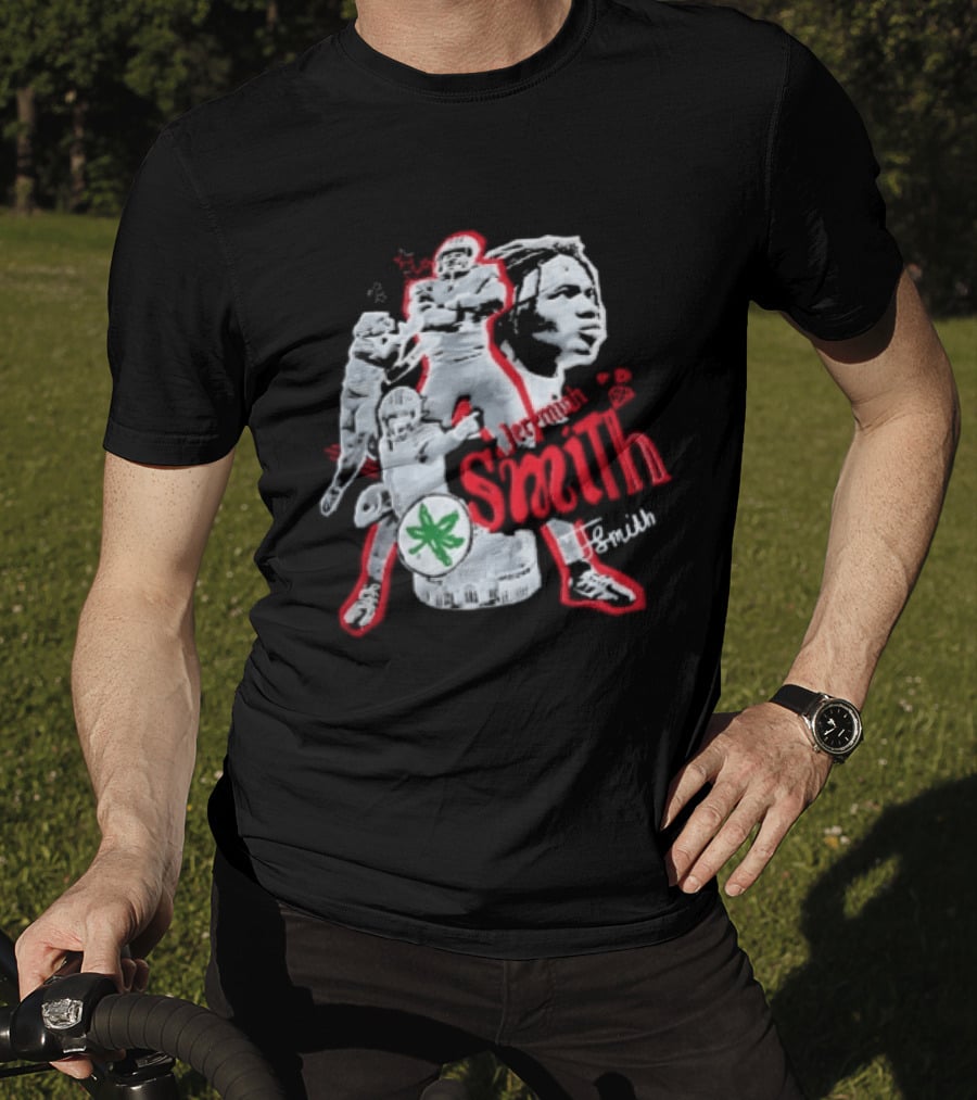 Ohio State Buckeyes NCAA Jeremiah J Smith Football Action Collage Ohio Stadium Bootleg T-Shirt