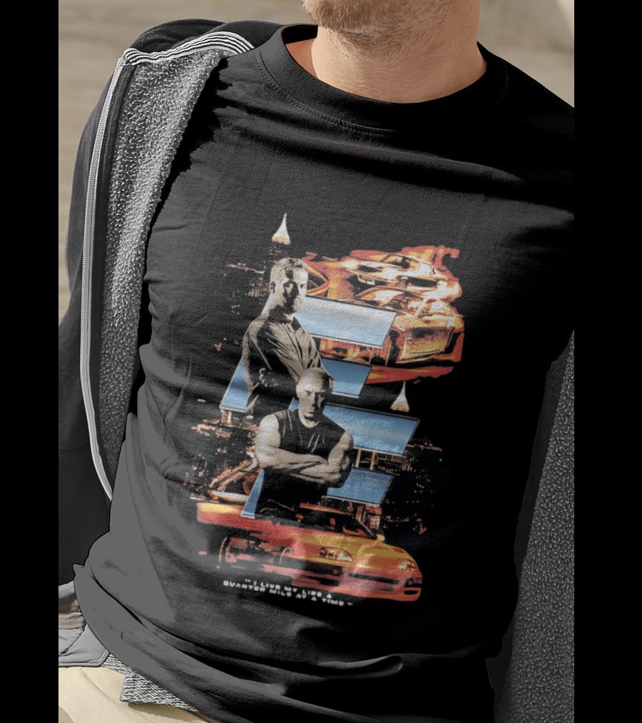 The Fast And The Furious Paul Walker Vin Diesel Cars And Cityscape T-Shirt