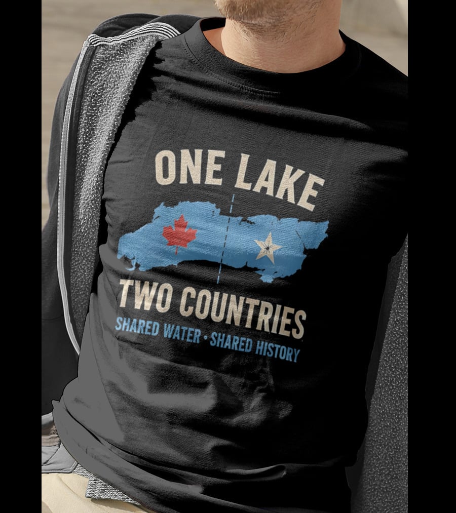 One Lake Two Countries Shared Water History Canada USA Connection T-Shirt